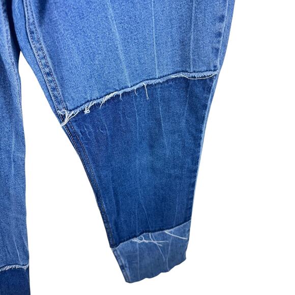 Hollister Patchwork Raw Hem High Rise Straight Leg Cropped Mom Jeans Size 26 - Picture 4 of 9